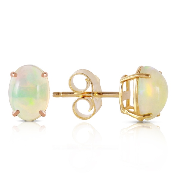 14K. SOLID GOLD STUD EARRING WITH NATURAL OPALS